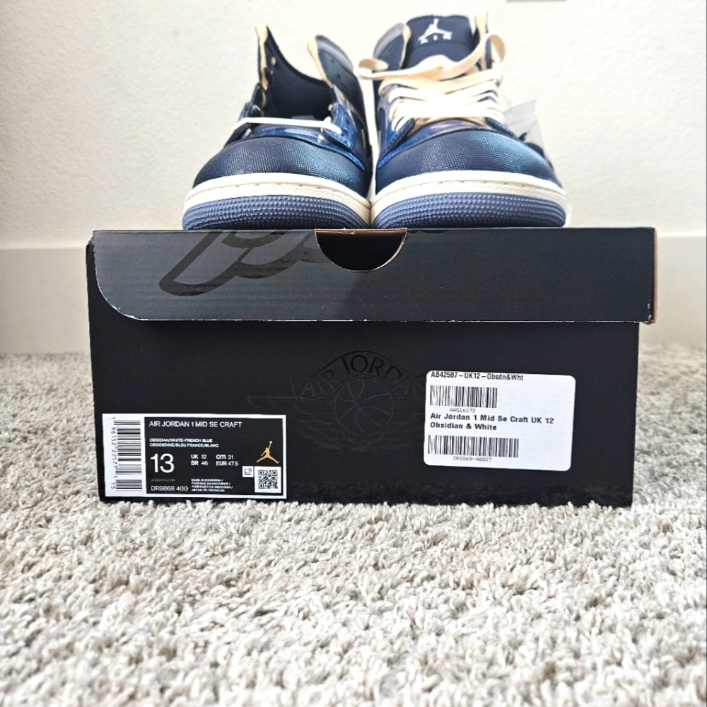 Jordan 1 Mid SE Craft Navy Blue size 13